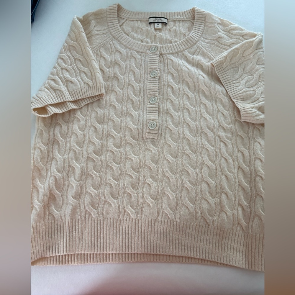 J. Crew Cream Cable Knit cropped Sweater